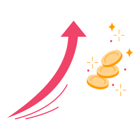 Growing arrow with coins  Illustration