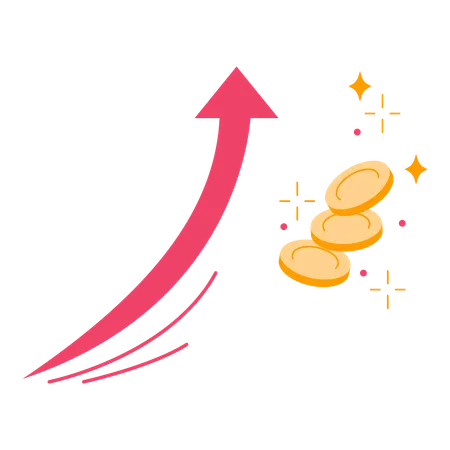Growing arrow with coins  Illustration