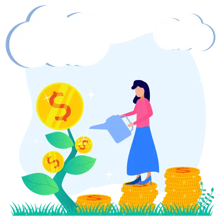 Growing Money Plant Illustration