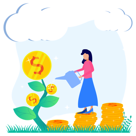 Growing Money Plant  Illustration