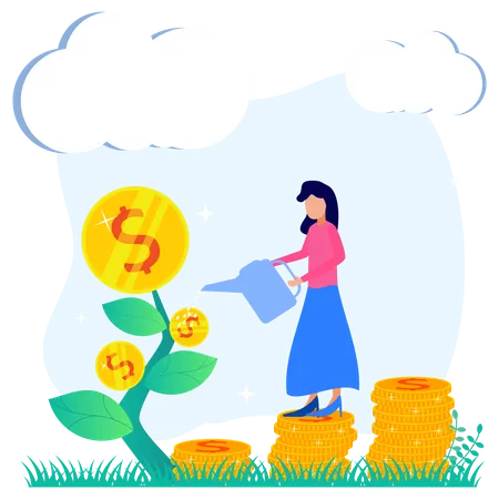 Growing Money Plant  Illustration