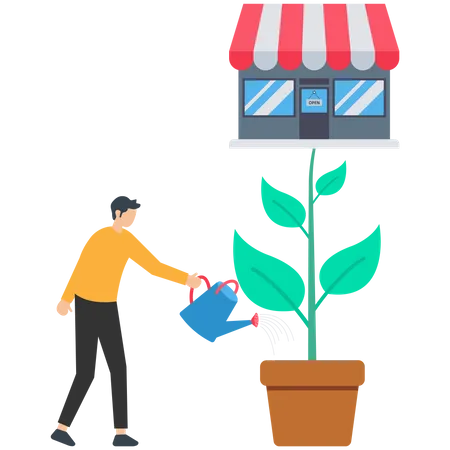 Growing shop to earn more profit  Illustration