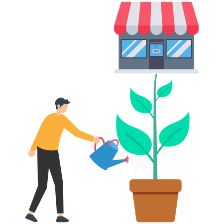 Growing shop to earn more profit  Illustration