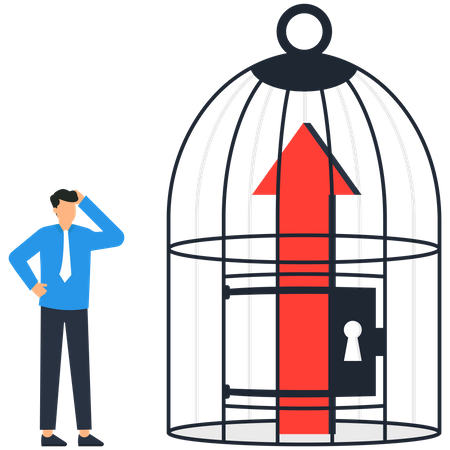 Growth arrow inside the cage  Illustration