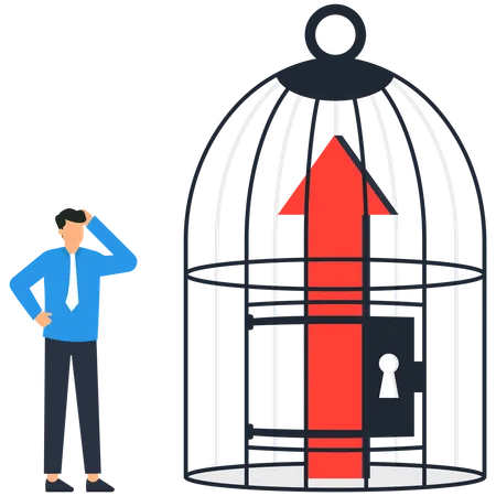 Growth arrow inside the cage  Illustration