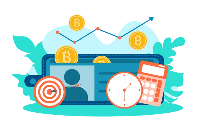 Growth in bitcoin valuation over time  Illustration