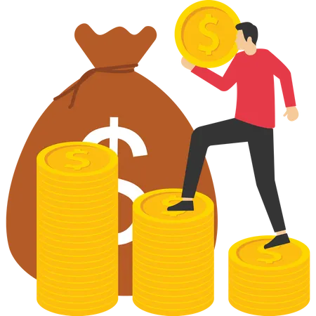 Growth Investment Concept Investment Concept Proud Business Standing On Coin Money Finance Income Growth Analyst Finance Economy Investors Reports Vector Flat Illustration Illustration