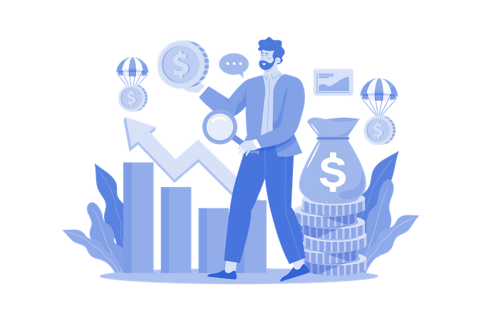 Growth Management By A Businessman  Illustration