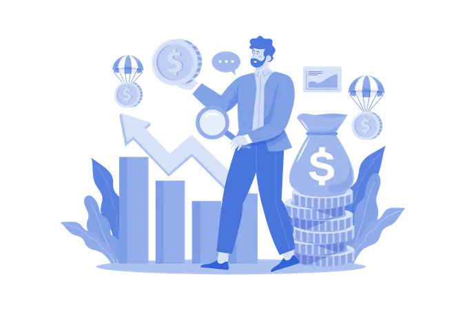 Growth Management By A Businessman  Illustration
