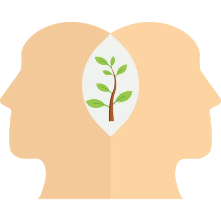 Growth Mindset Self Esteem Personal Development Profile Of Human Head And Plant Stem Cognitive Psychology Or Psychiatry Concept Mental Health Positive Thinking Flat Vector Illustration Illustration