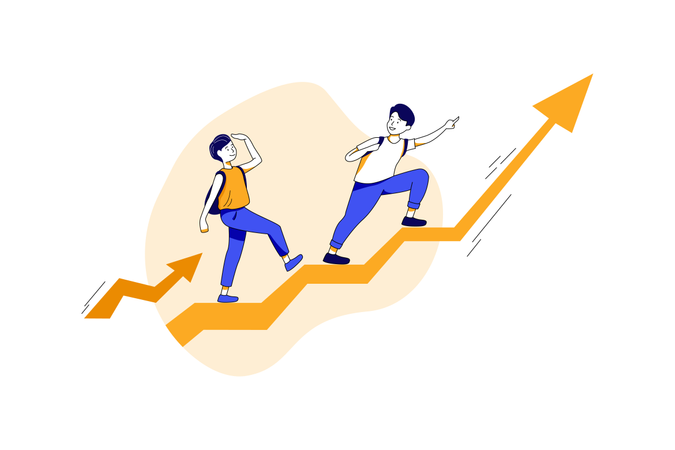 Growth of education with hard work  イラスト