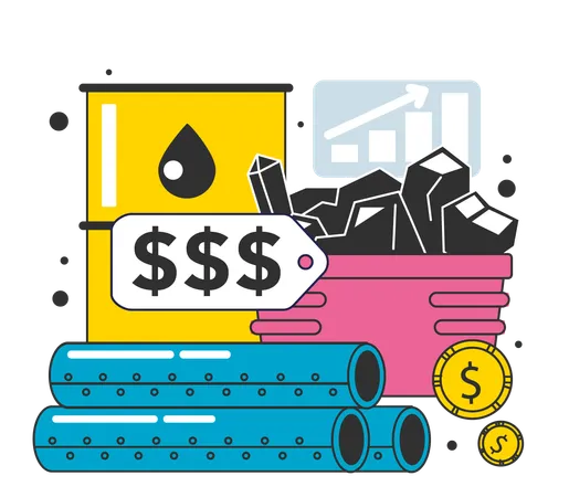 Growth Of The Raw Material Industries As A Financial Inflation Cause Growing Up Prices And Value Of Money Recession Reason Economics Crisis And Business Risk Flat Vector Illustration イラスト