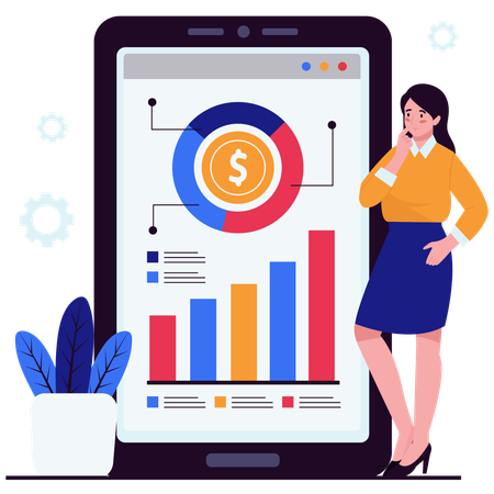 Growth Trend Evaluation done by female employee  Illustration