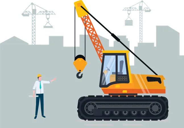 Grue mobile et contacteur  Illustration