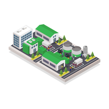 Grünabfall-Recycling-Fabrik  Illustration