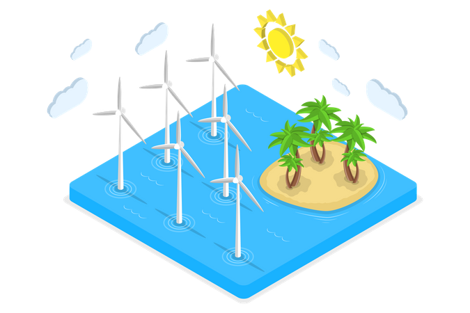 Grüne Energieturbinen  Illustration