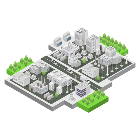 Grüne Industriefabrik  Illustration