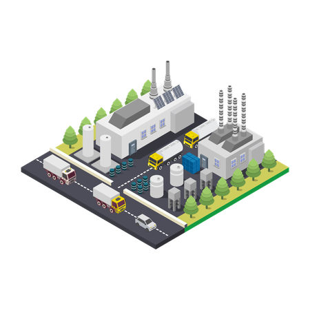 Grüne Recyclingfabrik  Illustration