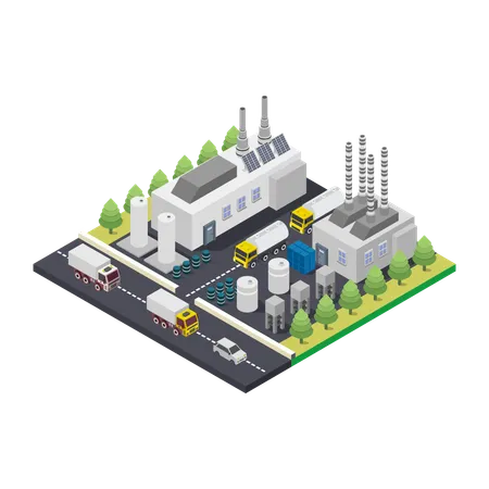 Grüne Recyclingfabrik  Illustration