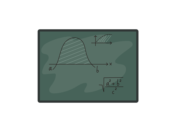 Grüne Tafel mit mathematischen Berechnungen  Illustration