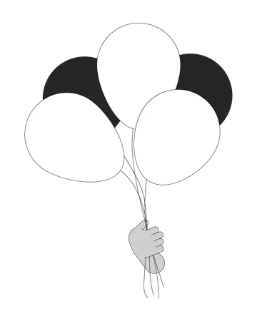 Bando de balões de ar segurando  Ilustração