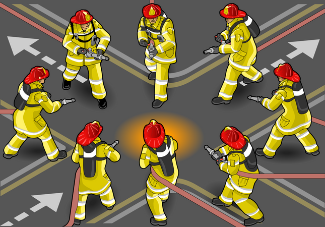 Grupo de bombeiros  Ilustração