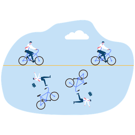 Grupo de empresários andando de bicicleta  Ilustração