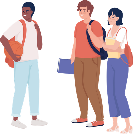 Grupo de estudantes do ensino médio  Ilustração