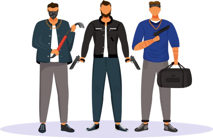 Grupo de gangsters  Ilustração
