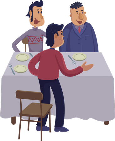 Grupo de hombres en la mesa  Ilustración