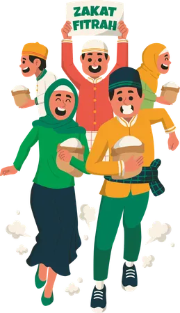 Grupo de jóvenes Zakat Fitrah  Ilustración