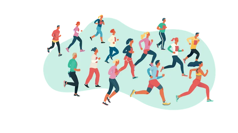 Grupo de corredores de maratona  Ilustração