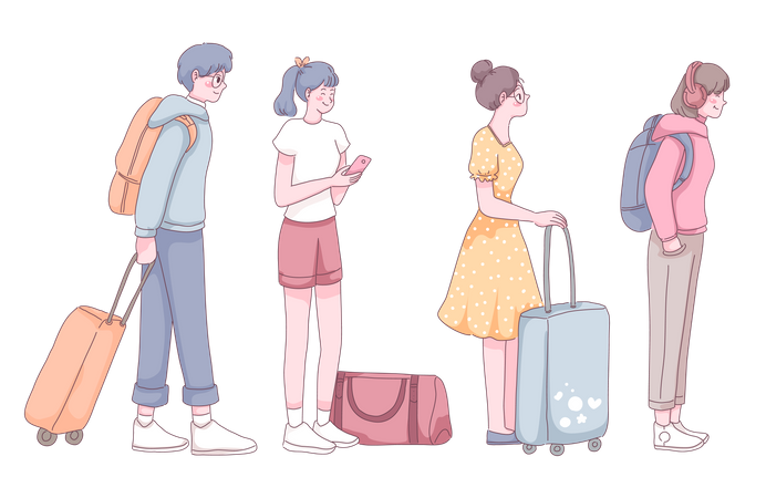 Grupo de pessoas viajando  Ilustração