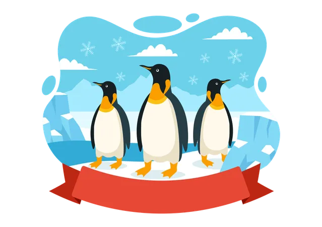 Grupo de pingüinos juntos  Ilustración