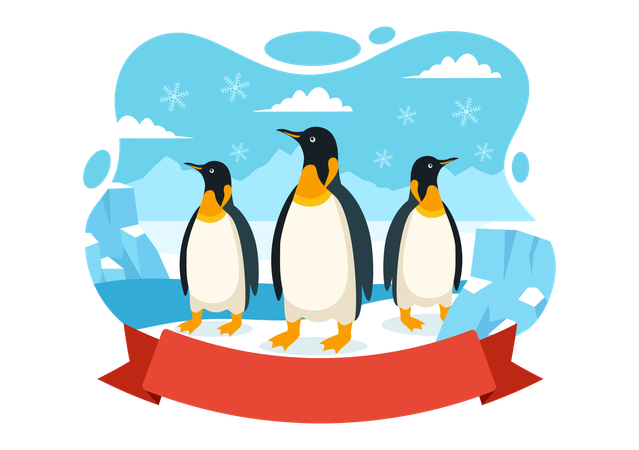 Grupo de pinguins juntos  Ilustração