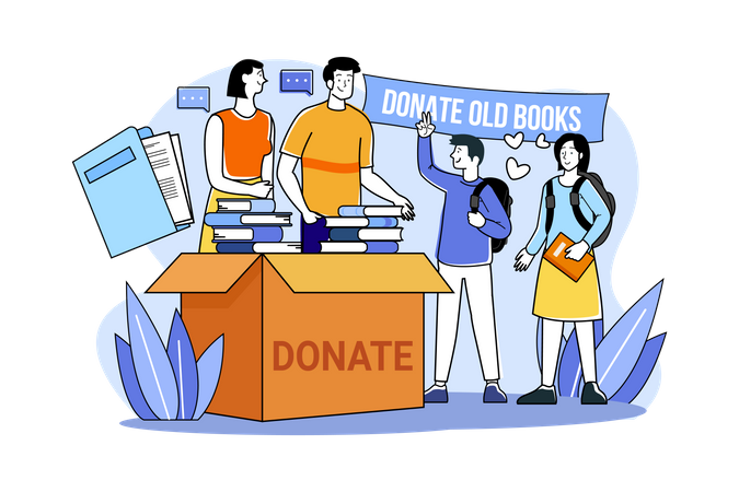 Grupo de voluntários doa livros e jornais antigos para estudantes carentes  Ilustração