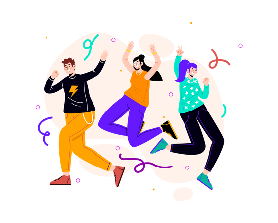 Gruppe von Menschen springen  Illustration