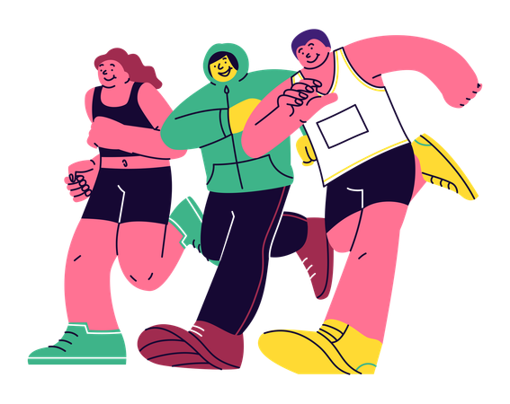 Gemeinsames Laufen in der Gruppe  Illustration