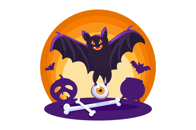 Gruselige Fledermaus  Illustration