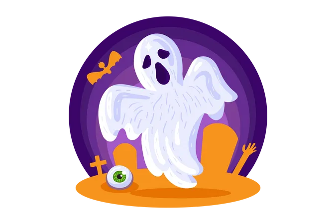 Halloween Kartendesign Element Mit Gruseligem Geist Horror Feiertagssymbol Vorlage Fur Grafik Und Webdesign Druck Und Kreatives Poster Vektorillustration Illustration