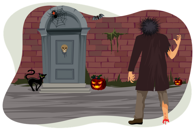 Gruseliger Mann im Halloweenkostüm  Illustration