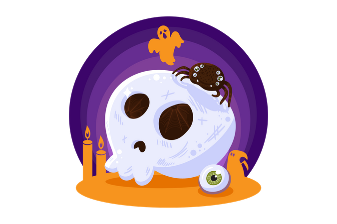 Gruseliger Totenkopf  Illustration