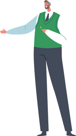 Guapo empresario judío en chaleco verde  Ilustración