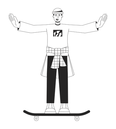 Guapo patinador saludando  Ilustración