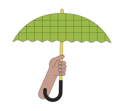 Mão segurando guarda-chuva aberto  Ilustração