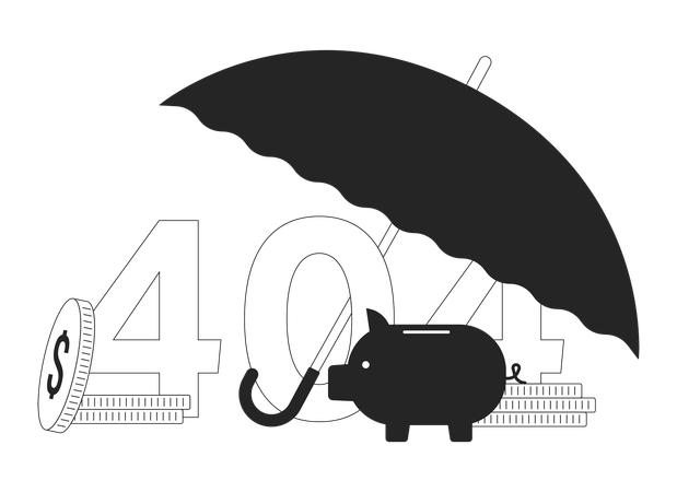 Mensagem flash de erro 404 de economia de capa de guarda-chuva  Ilustração