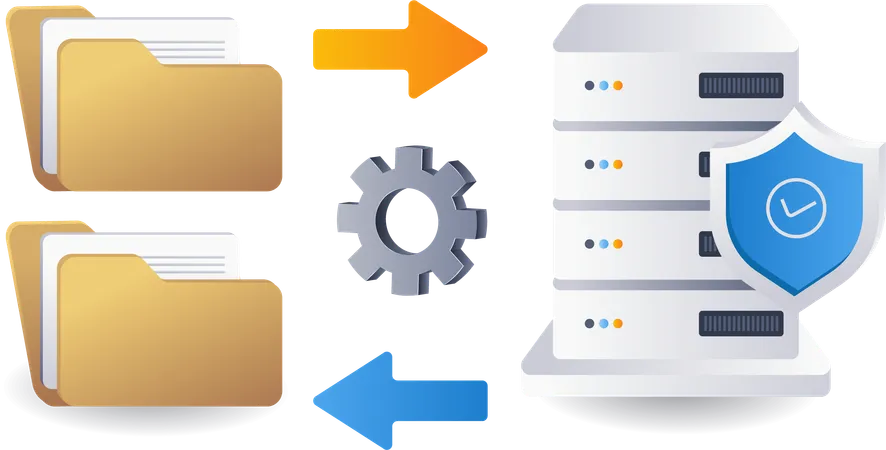 Guardar datos de carpeta con servidor tecnológico  Ilustración