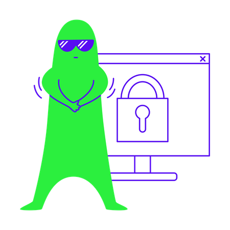 Guarding computer  Illustration