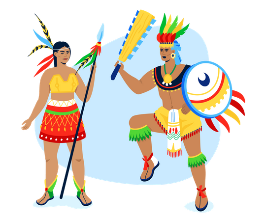 Guerreiros de uma tribo antiga  Ilustração