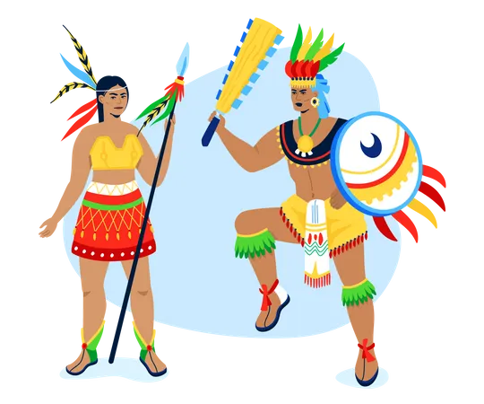 Guerreiros de uma tribo antiga  Ilustração